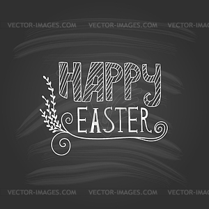 Happy Easter lettering on dark background - vector clip art