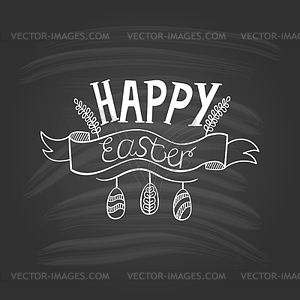 Happy Easter lettering on dark background- - vector clipart