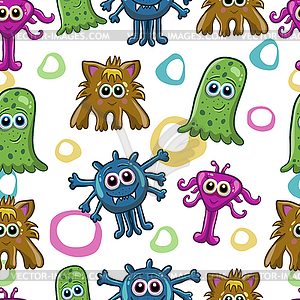 Seamless pattern with cute monster- - vector clipart