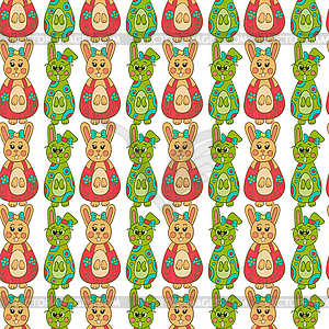 Seamless pattern with Easter bunny-12 - color vector clipart