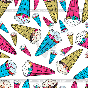 Бесшовные с мороженым в стиле ретро - векторизованное изображение клипарта