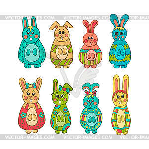 Set of cute Easter bunny - vector clipart