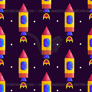 Seamless pattern with rockets - vector clipart