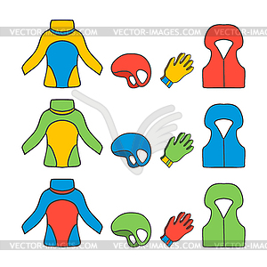 Equipment for kayaking - vector image