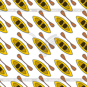 Seamless pattern with kayak - vector image