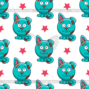 Seamless pattern with cartoon dog - vector clipart