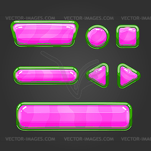 Набор розовый кнопку в мультяшном стиле - векторный клипарт