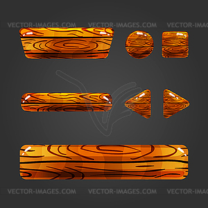 Set of wooden button for game design- - vector image