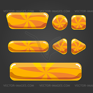 Set striped button in cartoon style- - vector clip art