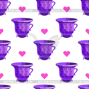 Seamless pattern with cartoon mugs- - vector clipart