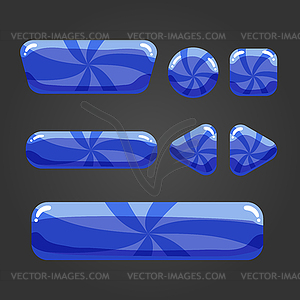 Set striped button in cartoon style- - vector clipart