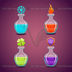 Set bottles with different potions- - royalty-free vector clipart