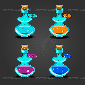 Set bottles with different potions- - vector clipart / vector image