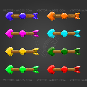 Set of fantastic arrows (cursors) different colors - stock vector clipart
