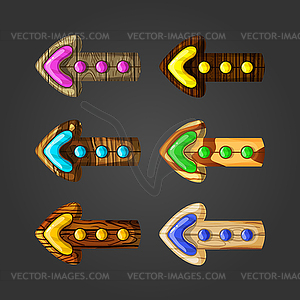 Set of wooden arrows - vector clipart