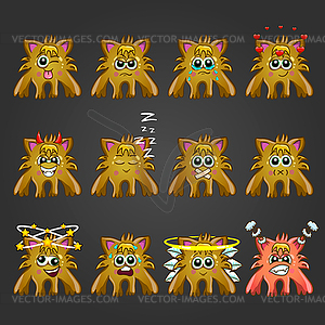 Set of cute cartoon monsters with different emotion - vector clip art