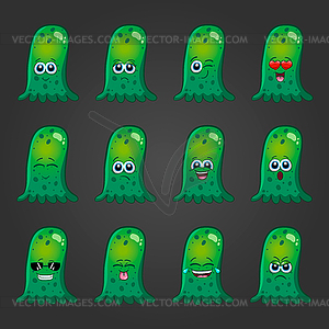 Set of cute cartoon monsters with different emotion - vector clip art