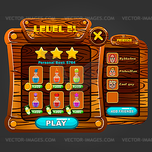 Wooden windows user interface -  - vector image