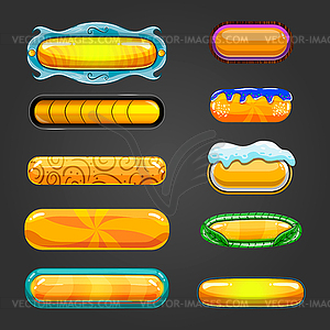 Набор оранжевый кнопки для дизайна игры - векторизованное изображение