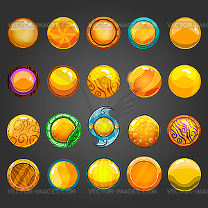 Big set of round orange button - vector image