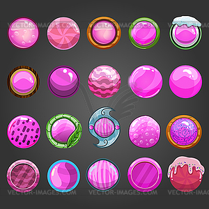 Big set of round pink button - vector image