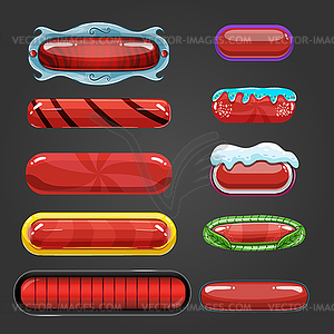 Набор красную кнопку для дизайна игры - клипарт в векторе