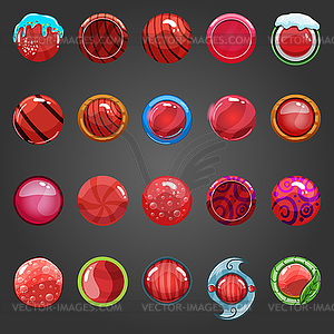 Big set of round red button - vector image