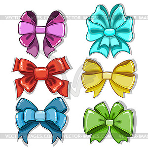 Cute cartoon bows of different shapes and colors - vector image