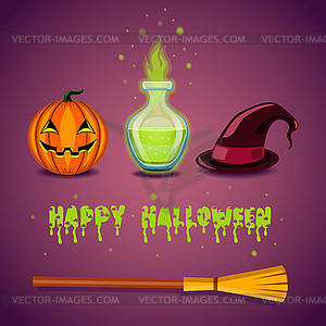 Greeting card happy halloween - vector clip art
