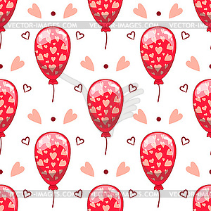 Seamless pattern with cute cartoon balloons - vector clipart