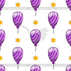 Seamless pattern with cute cartoon balloons  - vector clip art