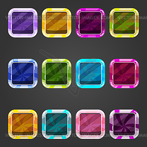 Set of shiny consave square button candy - vector image