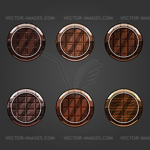 Set of round concave chocolate buttons - vector clipart