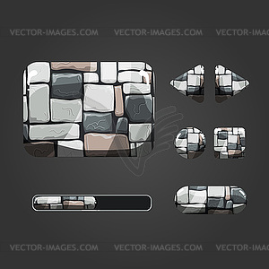 Set of stone different buttons - vector clipart