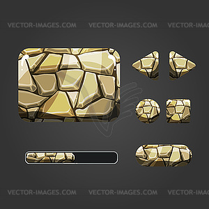 Set of stone different buttons - vector image