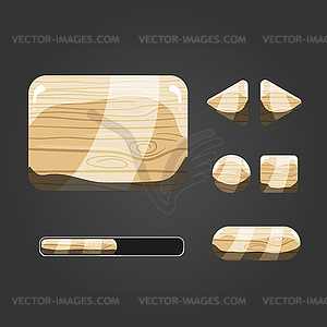 Set of wooden different buttons - vector clipart