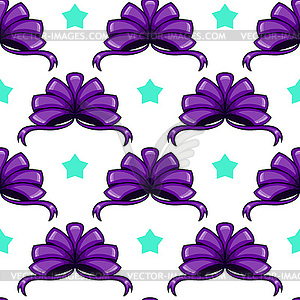 Seamless pattern with cartoon bow - vector clip art