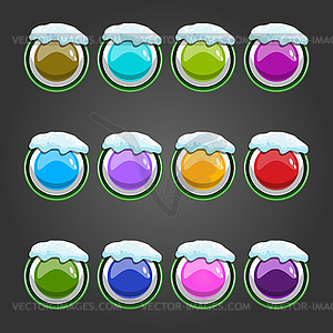 Big set of cartoon button with snow - vector clipart