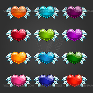 Set with cartoon hearts - vector image