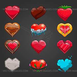 Set with cartoon hearts - vector clipart