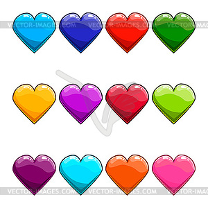 Big set with cartoon heart - color vector clipart