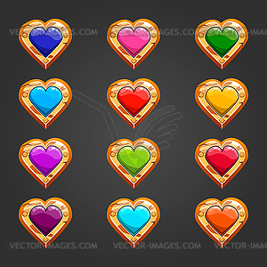 Big set with wooden heart - royalty-free vector image