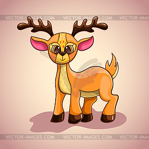 Christmas cartoon cute deer - vector clipart