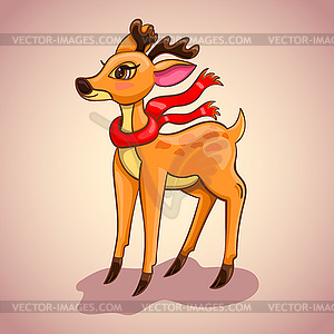 Christmas cartoon cute deer - vector image