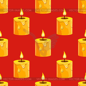 Seamless pattern with burning candle - vector clip art