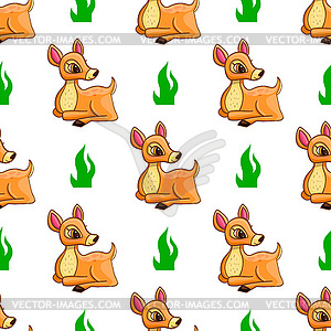 Seamless pattern with cartoon deers - vector image