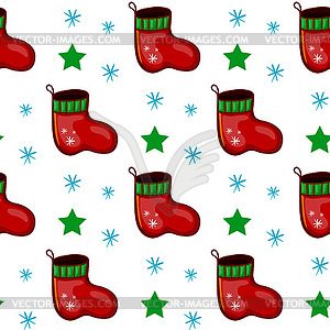 Seamless pattern with christmas socks - stock vector clipart