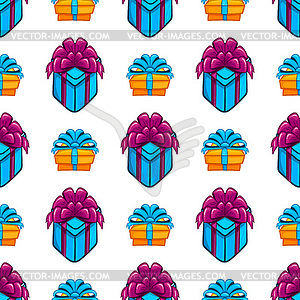 Seamless pattern with gift box - vector clipart / vector image