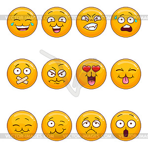 Set with cartoon smiley face - vector image