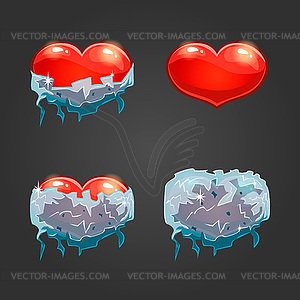 Set with frozen heart - vector clipart